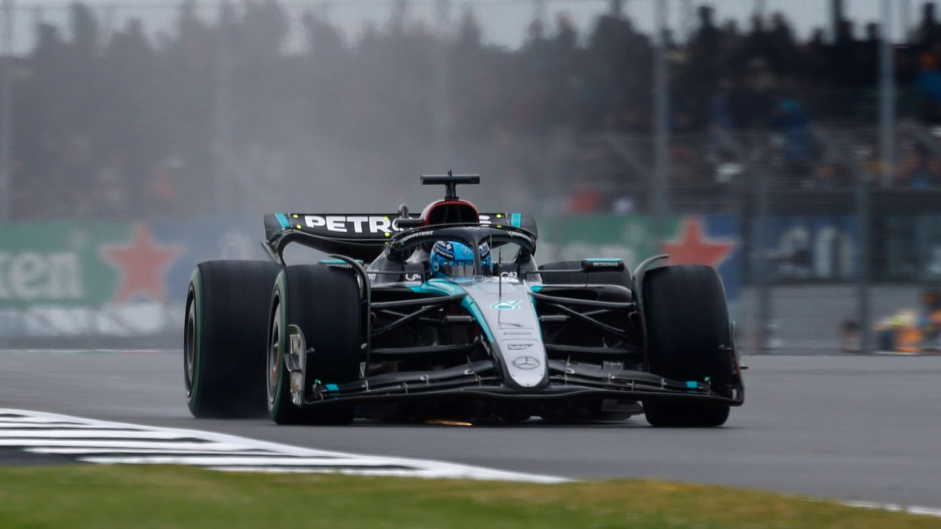 British GP: George Russell tops wet Silverstone practice from Lewis Hamilton ahead of qualifying | F1 News